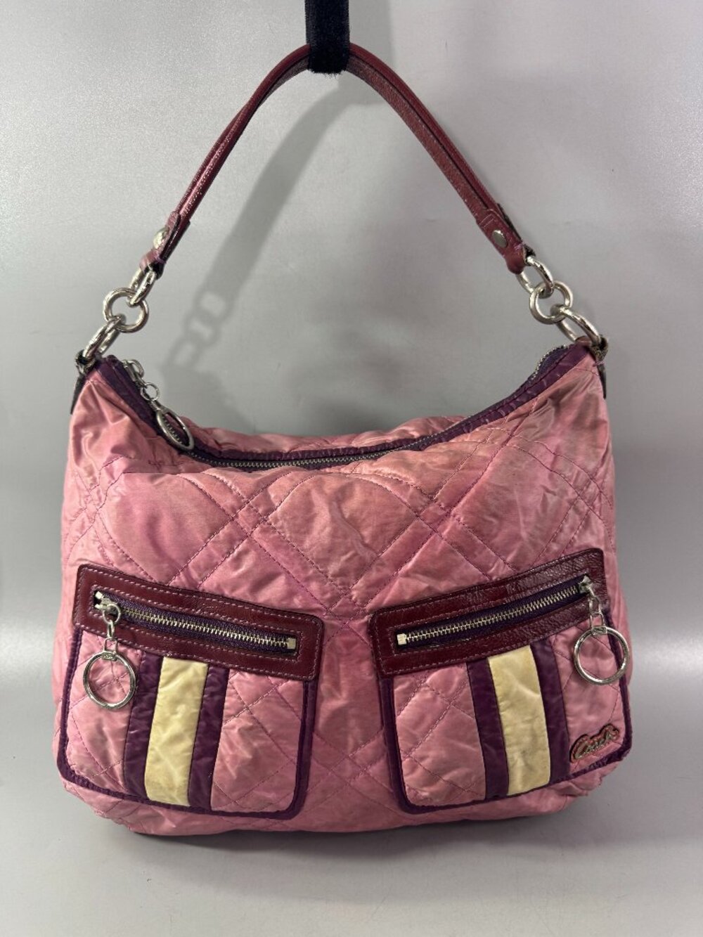 Authentic Vintage Coach # 15872 Pink/Purple Quilted Puffer Hobo Bag